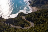 Overhead view of a coastal road